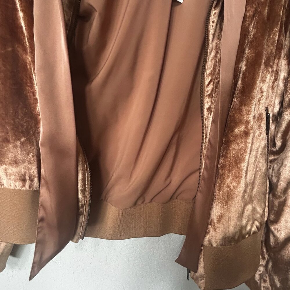 NWT Chelsea28 Rust Carmel Velvet Jacket With Satin Neck Tie Scarf - Picture 9 of 10